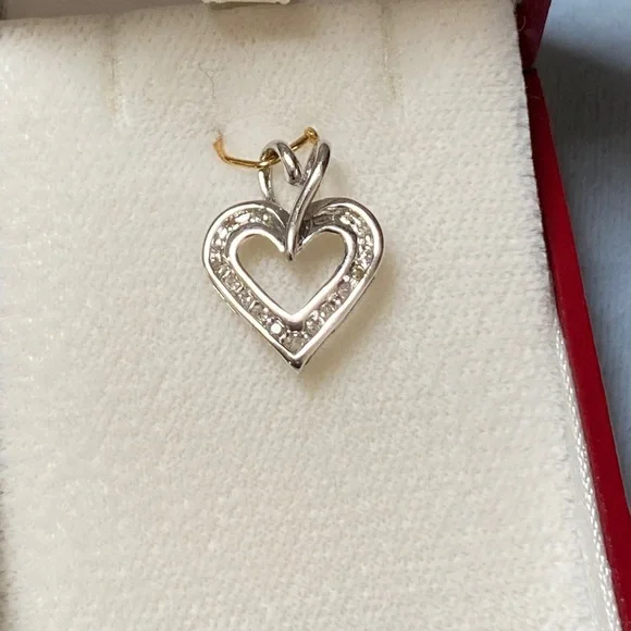 GENUINE DIAMONDS White Gold Pendant Heart Charm Women